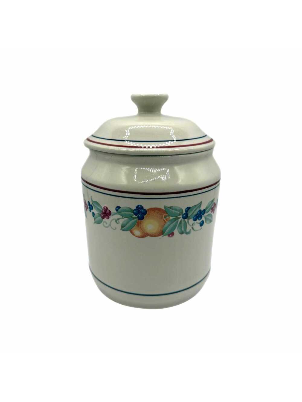 Vintage Corelle Abundance Stoneware 8.5” Kitchen Canister with Lid – Large